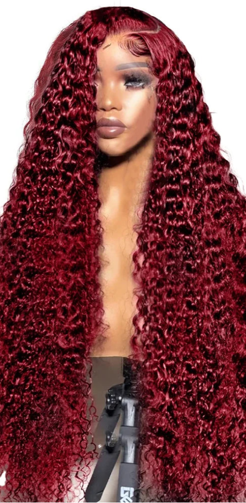 Long Deep Wave Hair Lace Front Wig – 26+ Inches, Transparent Swiss Lace, Natural Look