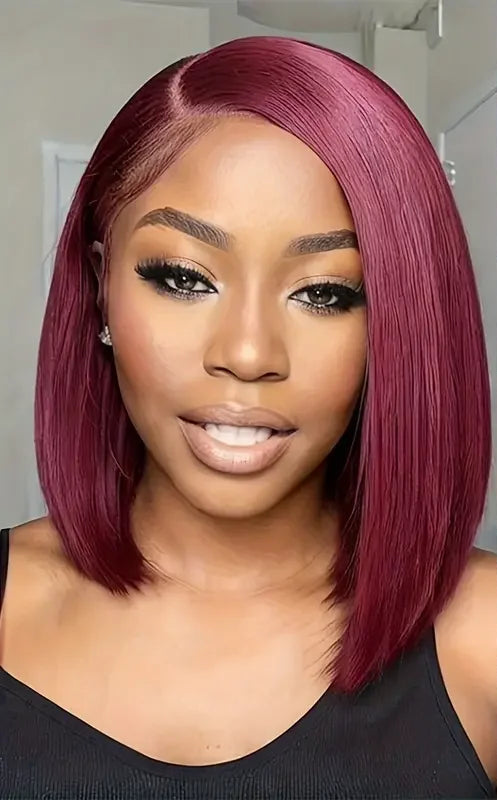 Short Straight Lace Wig – 100% Hair, Transparent Lace, Pre-Plucked, Glueless Design (4-16 Inches)