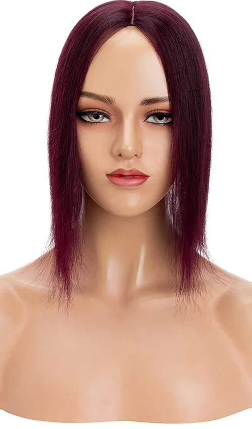 100% Real Human Hair Topper – Straight Silk Base, Natural Hairline, Tangle-Free