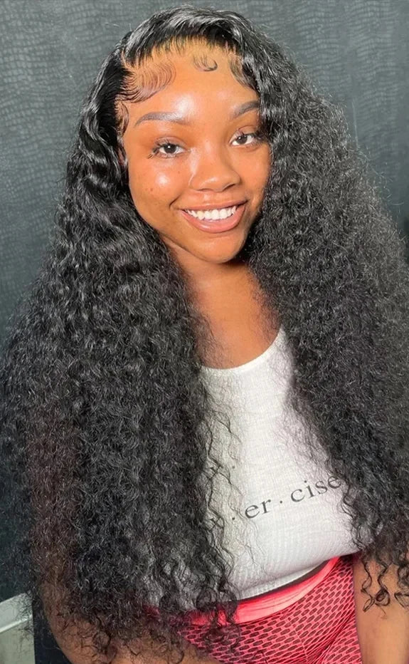 26-Inch Deep Wave Lace Front Wig – Hair, Transparent Swiss Lace, 13x6 & 13x4 Options