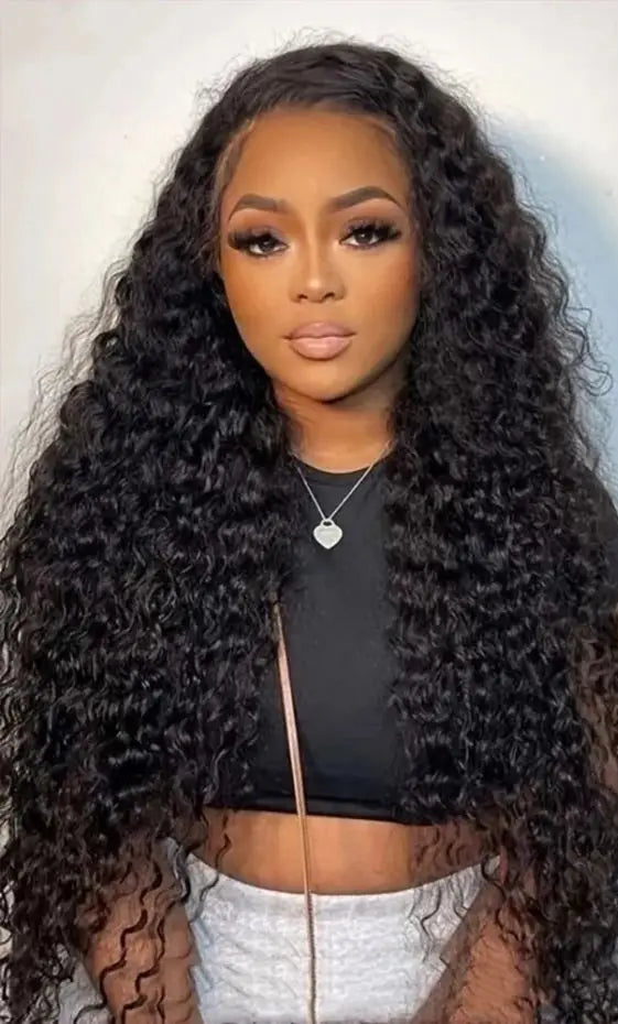 Deep Wave Lace Front & Closure Wig – 26+ Inch, Swiss Lace, Transparent, Natural Look
