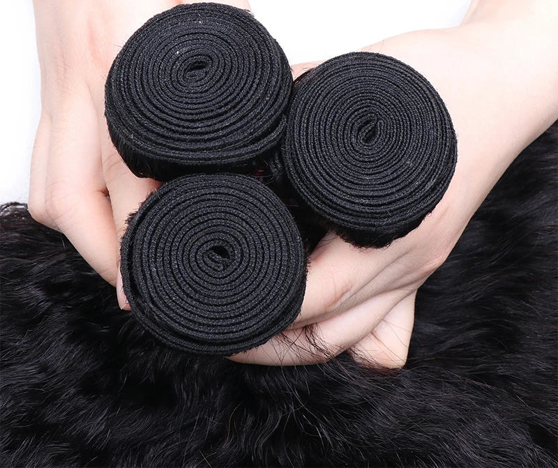 UNice Kinky Straight Hair Bundles – 100% Virgin Human Hair Extensions, Double Weft