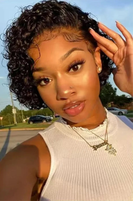 Short Curly Pixie Cut Lace Front Wig – Hair, 13x4 Transparent Swiss Lace