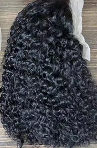 Short Deep Wave Wig – 100% European Hair, Transparent Lace Topline Wig