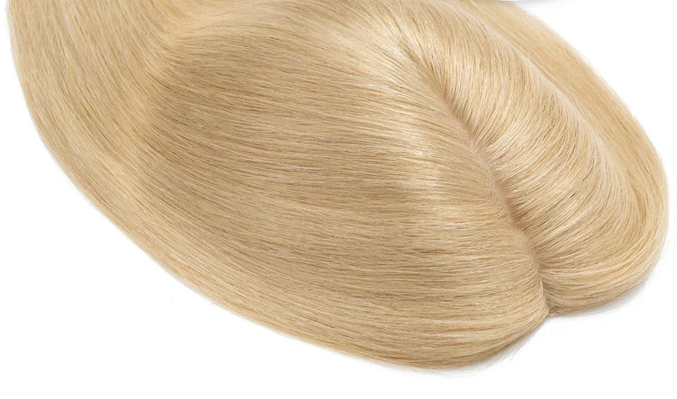 100% Human Hair Topper with Silk Base – Natural Hairline, Tangle-Free, Lightweight & Durable