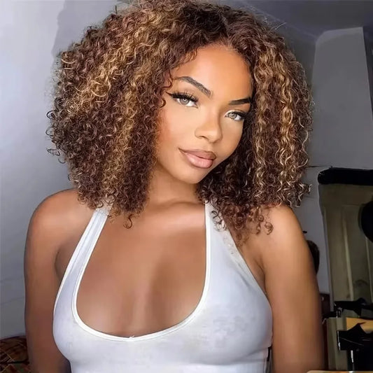 Short Deep Wave Human Hair Lace Wig – 13x6/13x4 Transparent Lace Front