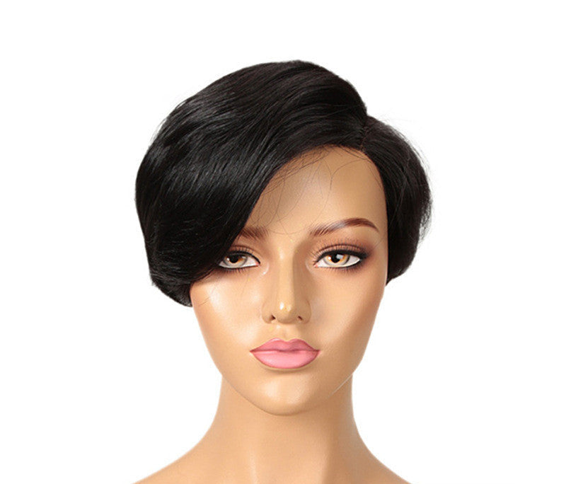 Short Real Hair Lace Wig – Hand-Woven Design for Women