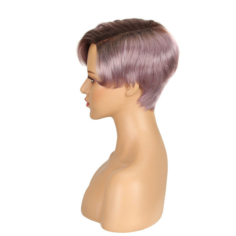 Short Real Hair Lace Wig – Hand-Woven Design for Women
