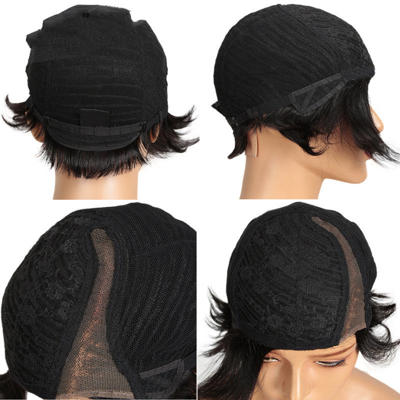 Short Real Hair Lace Wig – Hand-Woven Design for Women