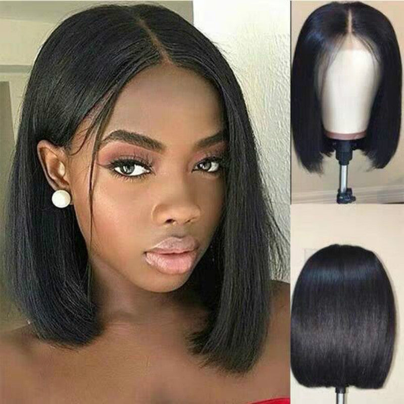 Sleek Human Hair Bob Wig | Customizable Short Style for Women