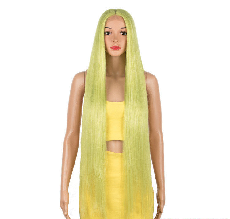 Sleek Long Straight Synthetic Headgear Wig | 38-Inch High Temperature Silk Hair in Various Colors