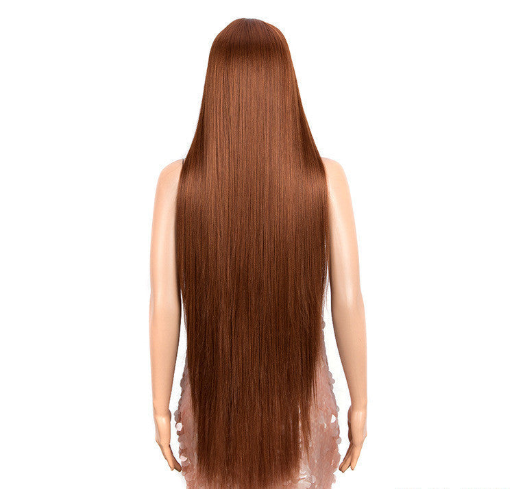 Sleek Long Straight Synthetic Headgear Wig | 38-Inch High Temperature Silk Hair in Various Colors