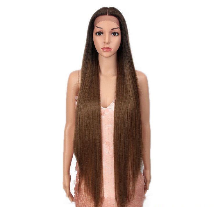 Sleek Long Straight Synthetic Headgear Wig | 38-Inch High Temperature Silk Hair in Various Colors