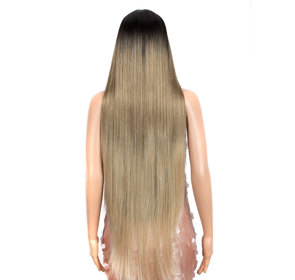 Sleek Long Straight Synthetic Headgear Wig | 38-Inch High Temperature Silk Hair in Various Colors