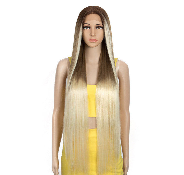 Sleek Long Straight Synthetic Headgear Wig | 38-Inch High Temperature Silk Hair in Various Colors