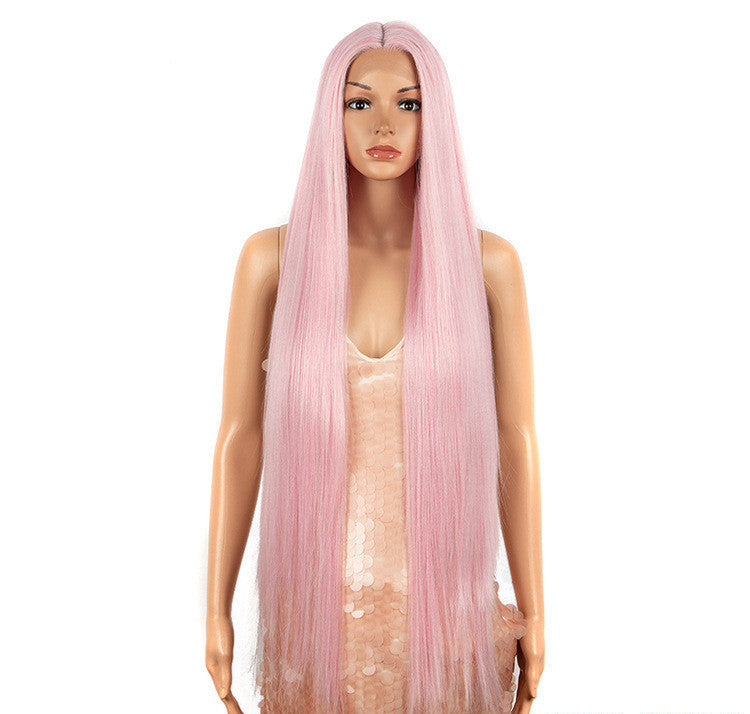Sleek Long Straight Synthetic Headgear Wig | 38-Inch High Temperature Silk Hair in Various Colors