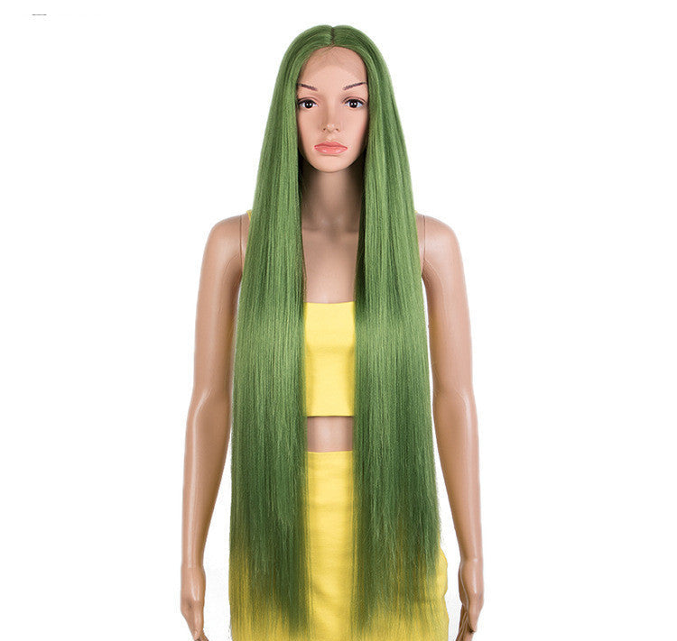 Sleek Long Straight Synthetic Headgear Wig | 38-Inch High Temperature Silk Hair in Various Colors