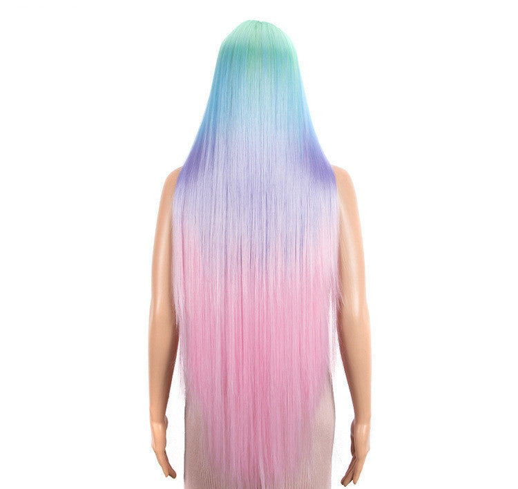 Sleek Long Straight Synthetic Headgear Wig | 38-Inch High Temperature Silk Hair in Various Colors