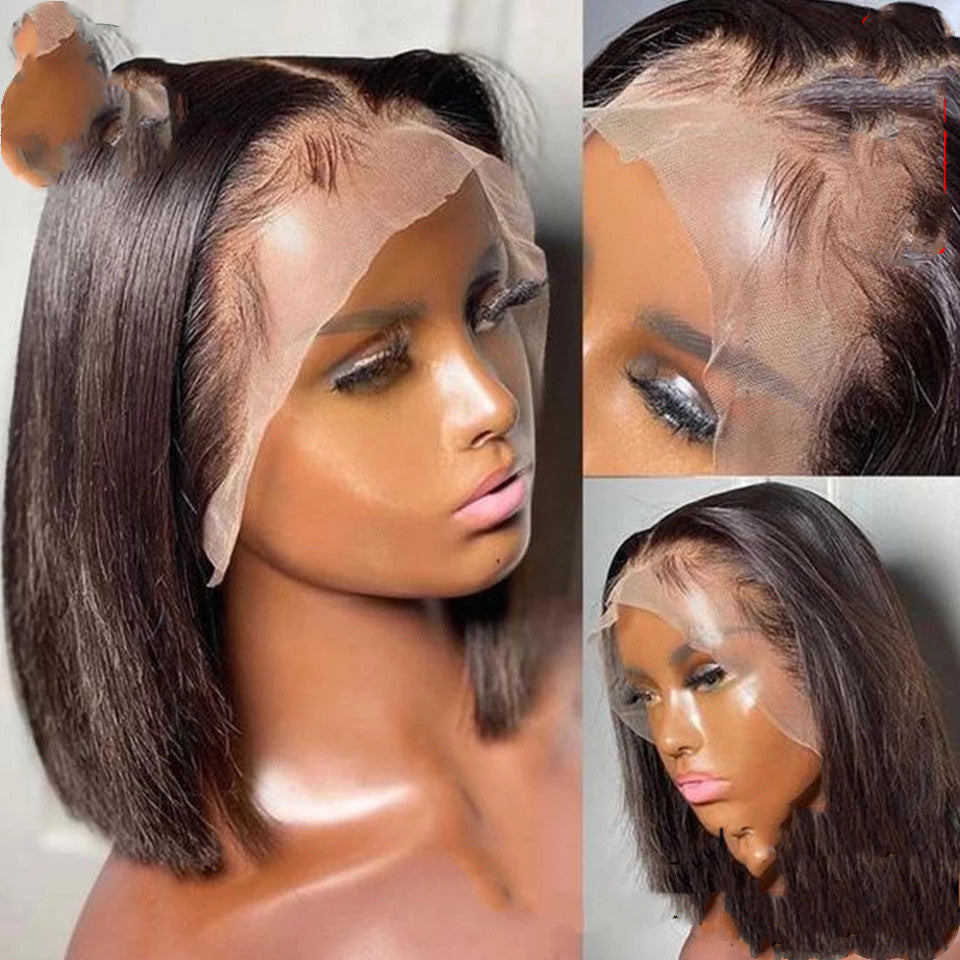 Sleek Short Bob Transparent Lace Front Wig – Versatile Styles for All Face Types
