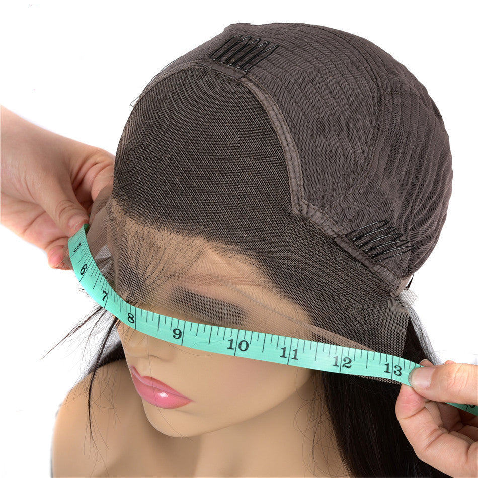 Star Fashion Black Body Wave Headgear - Real Human Hair with Long Bangs for Ms.