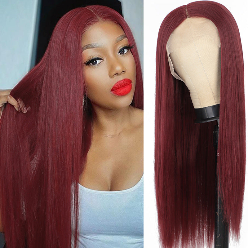 Star Fashion Long Straight Wig with Bangs – Vibrant Color Options for Ladies