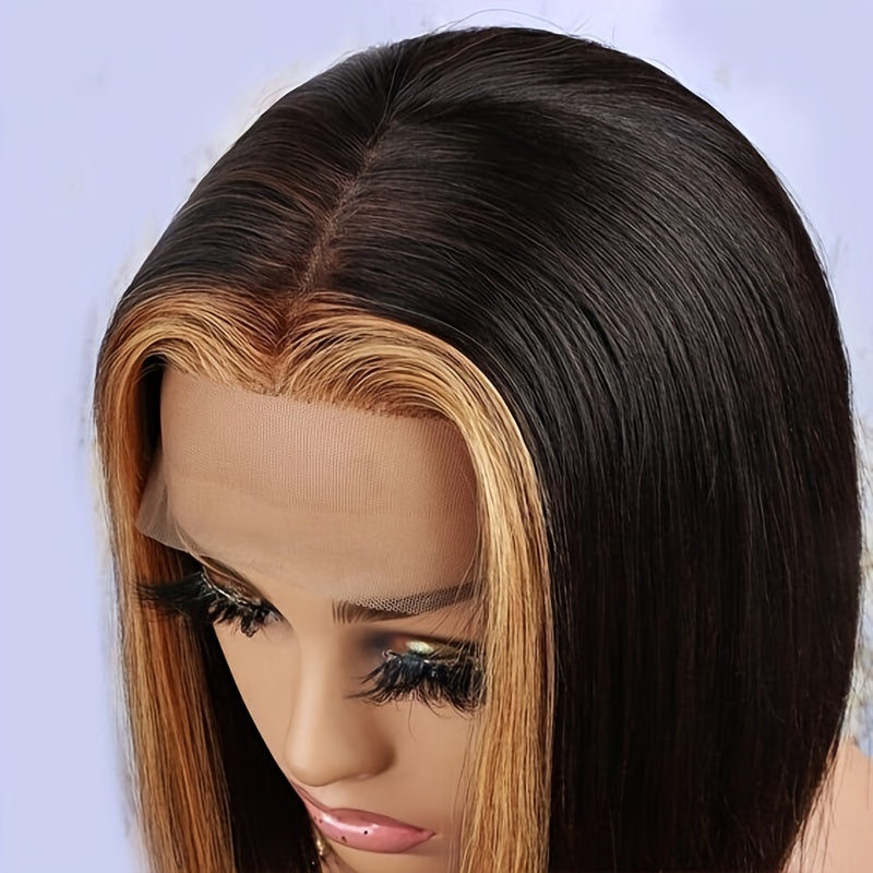 Straight Black Human Hair Lace Front Wig – Glueless, Hypoallergenic, for Women
