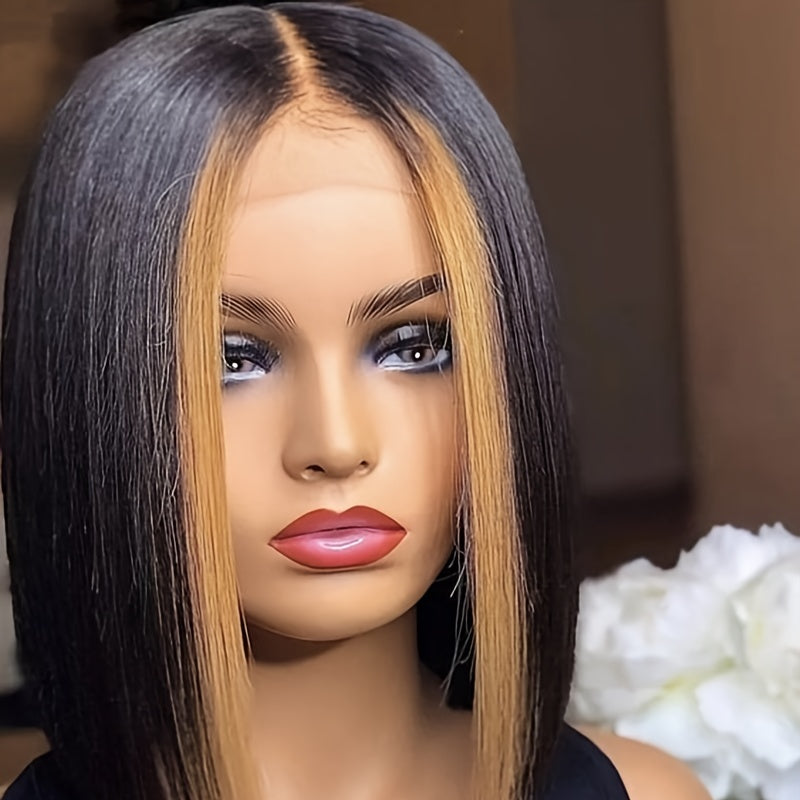 Straight Black Human Hair Lace Front Wig – Glueless, Hypoallergenic, for Women