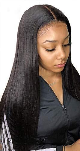 Straight Front Lace Wig – 100% Human Hair, Natural Black