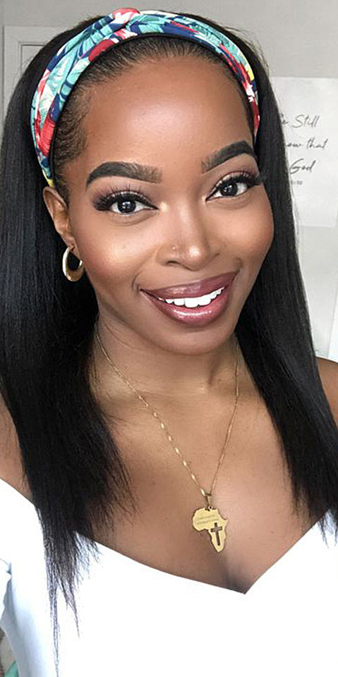 Straight Hair Scarf Wig with 150% Density | 100% 10A Human Hair, Natural Black