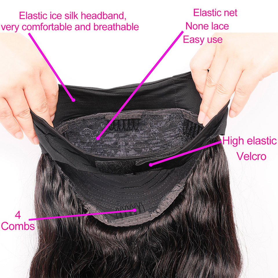 Straight Hair Scarf Wig with 150% Density | 100% 10A Human Hair, Natural Black