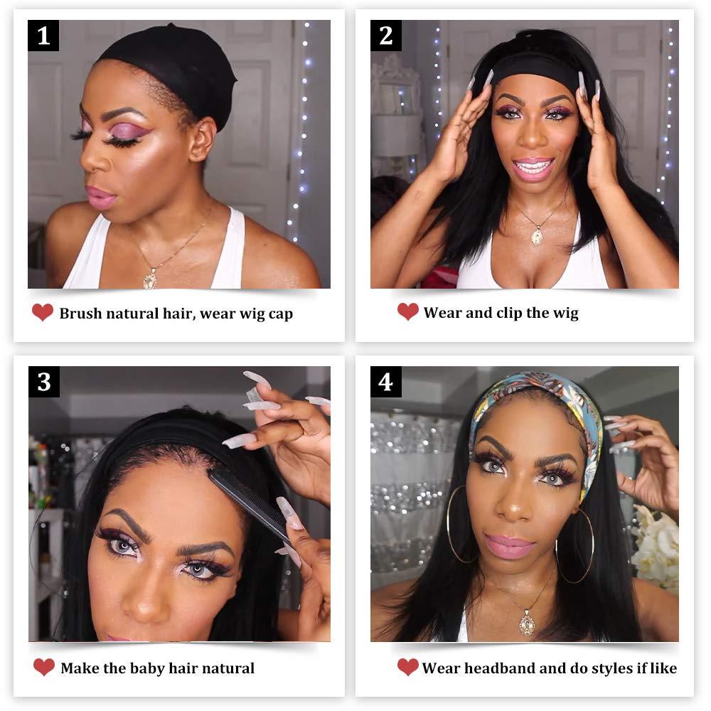 Straight Hair Scarf Wig with 150% Density | 100% 10A Human Hair, Natural Black