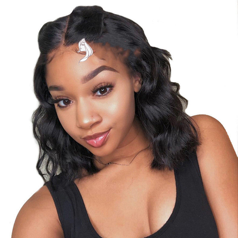 Stylish Front Lace Synthetic Short Curly Hair Wig – 14 Inches, Hand-Woven