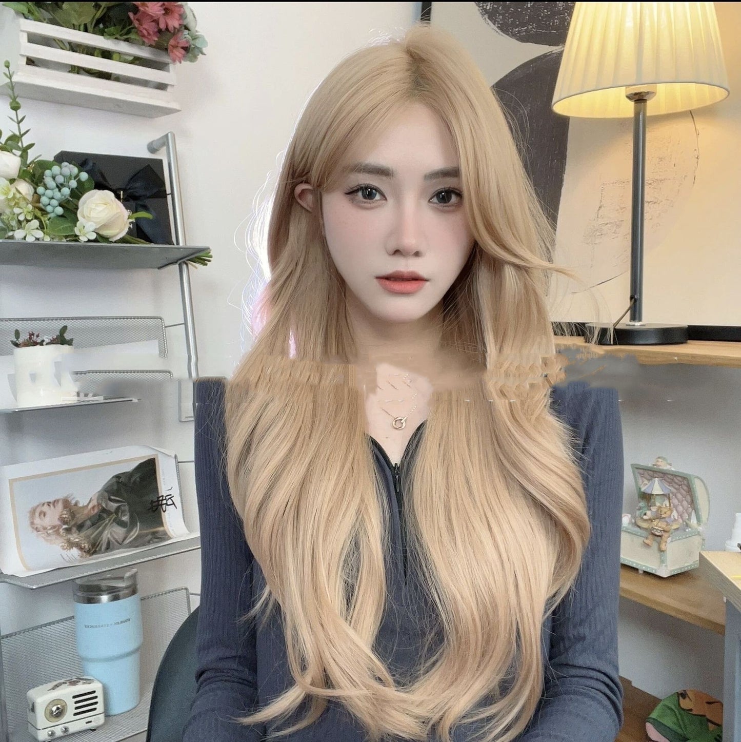 Stylish Linen Front Lace Wig – Natural Long Curly Look in Diverse Shades for Women