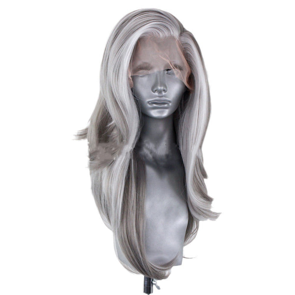 Stylish Long Curly Synthetic Wigs with Gradient Colors – 26-Inch South Korean Style