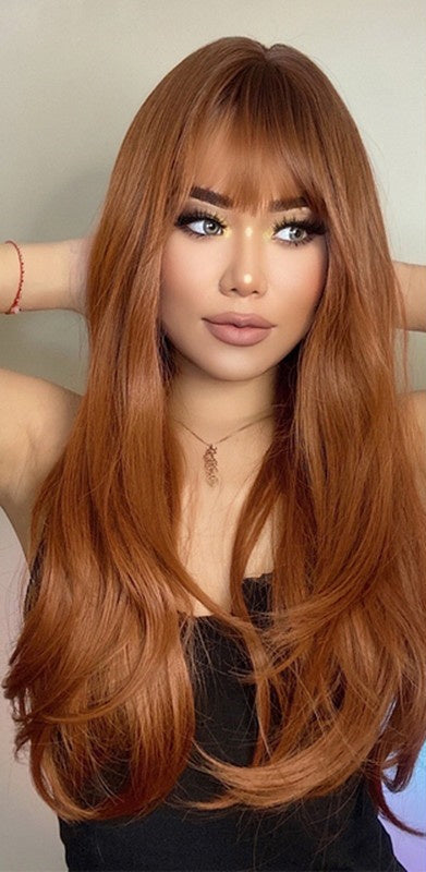 Stylish Long Straight High-Temperature Silk Wigs for Women – Multiple Color Options with Natural Bangs