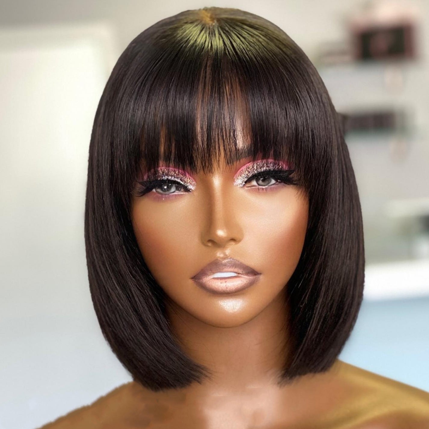 Su Bob's Natural Human Hair Lace Wig – 10 Inch, Dyeable and Ironable