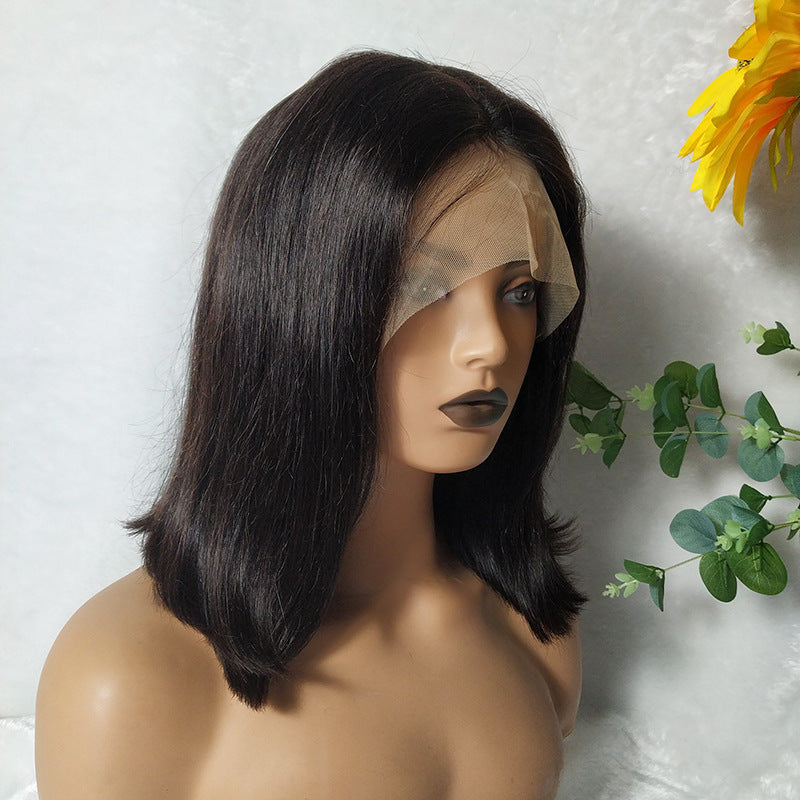 Versatile Real Hair T-shaped Lace Wig - Natural Color, Perfect for All Face Shapes!