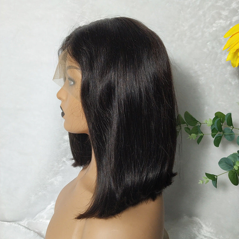 Versatile Real Hair T-shaped Lace Wig - Natural Color, Perfect for All Face Shapes!