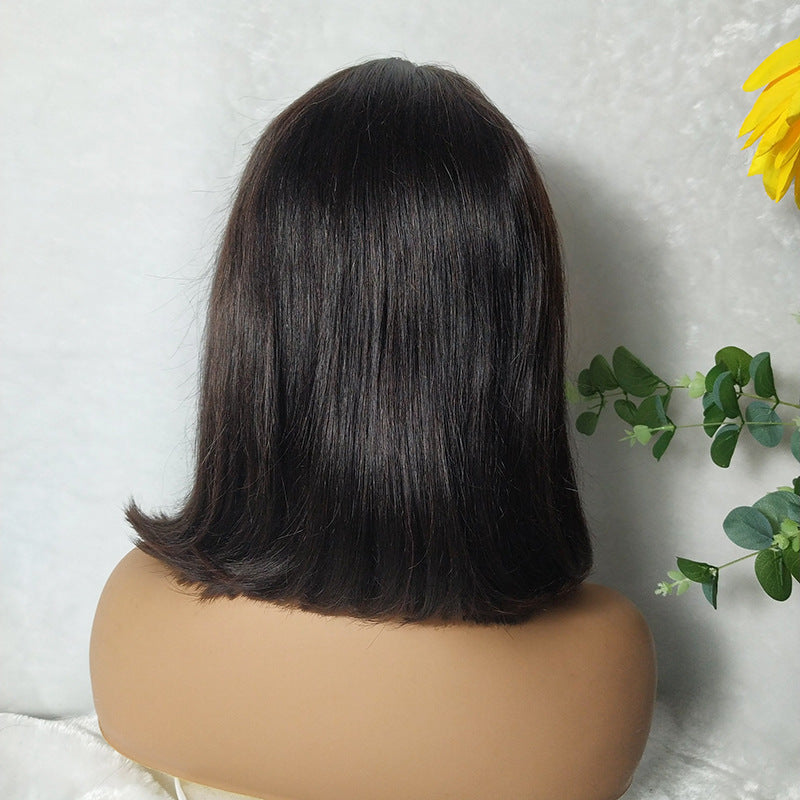 Versatile Real Hair T-shaped Lace Wig - Natural Color, Perfect for All Face Shapes!