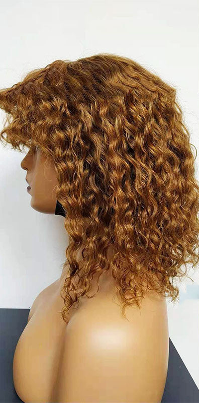 Versatile Water Wave Human Hair Wig with Bangs | Medium-Long Length