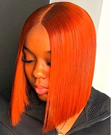 Vibrant Ginger Orange Bob Wig – Natural Human Hair 13x4 Lace Front