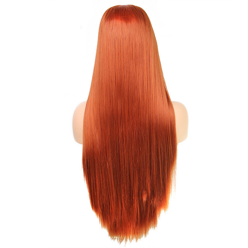 Vibrant Red Long Straight Lace Front Wig | Sleek Female Style with Oblique Bangs