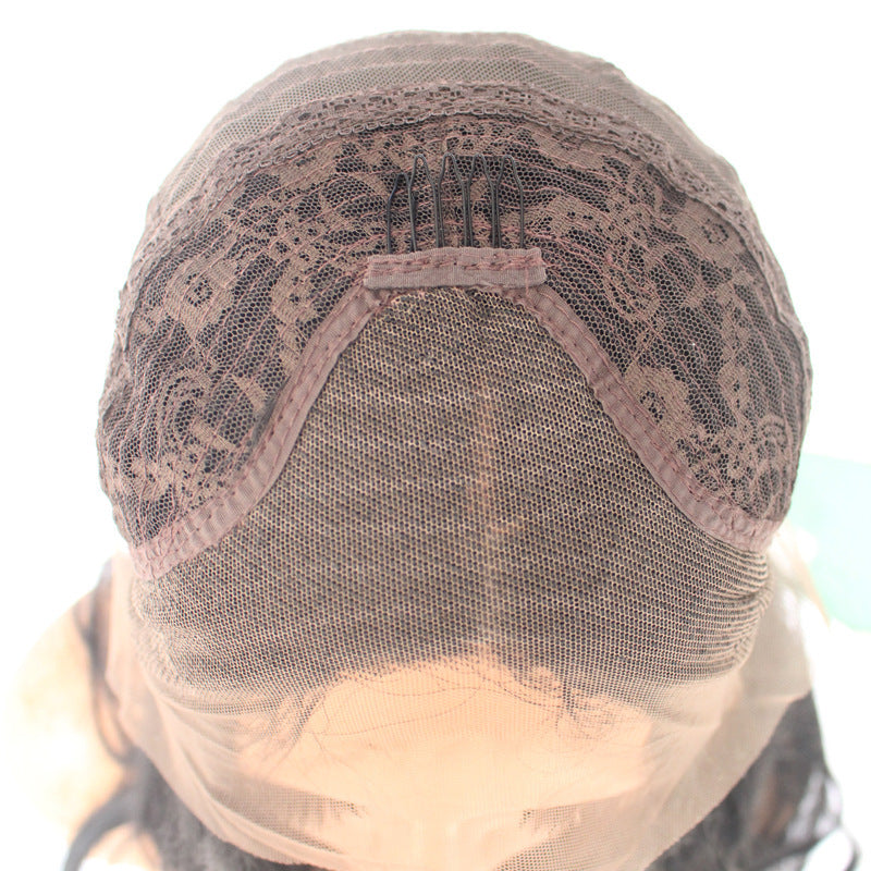 Wavy Lace Head Cover - Pink High Temperature Wire Wig with Oblique Bangs