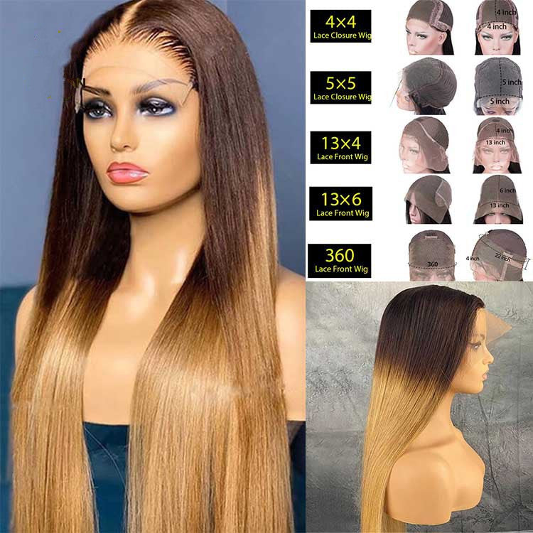 Women's Fashion Real Hair Gradient Lace Wig – High-Quality Hair, 8"-30" Length Options