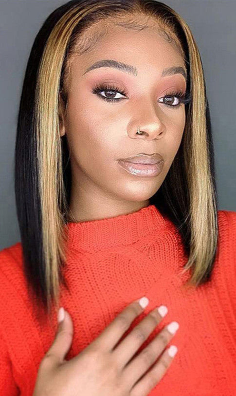 Women's Fashion Simple High-Gloss T-Zone Lace Wig – Curly Real Hair