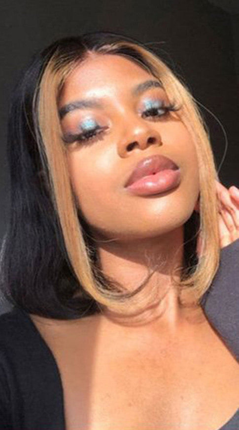 Women's Fashion Simple High-Gloss T-Zone Lace Wig – Curly Real Hair