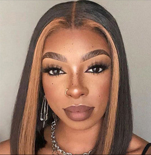 Women's Fashion Simple High-Gloss T-Zone Lace Wig – Curly Real Hair