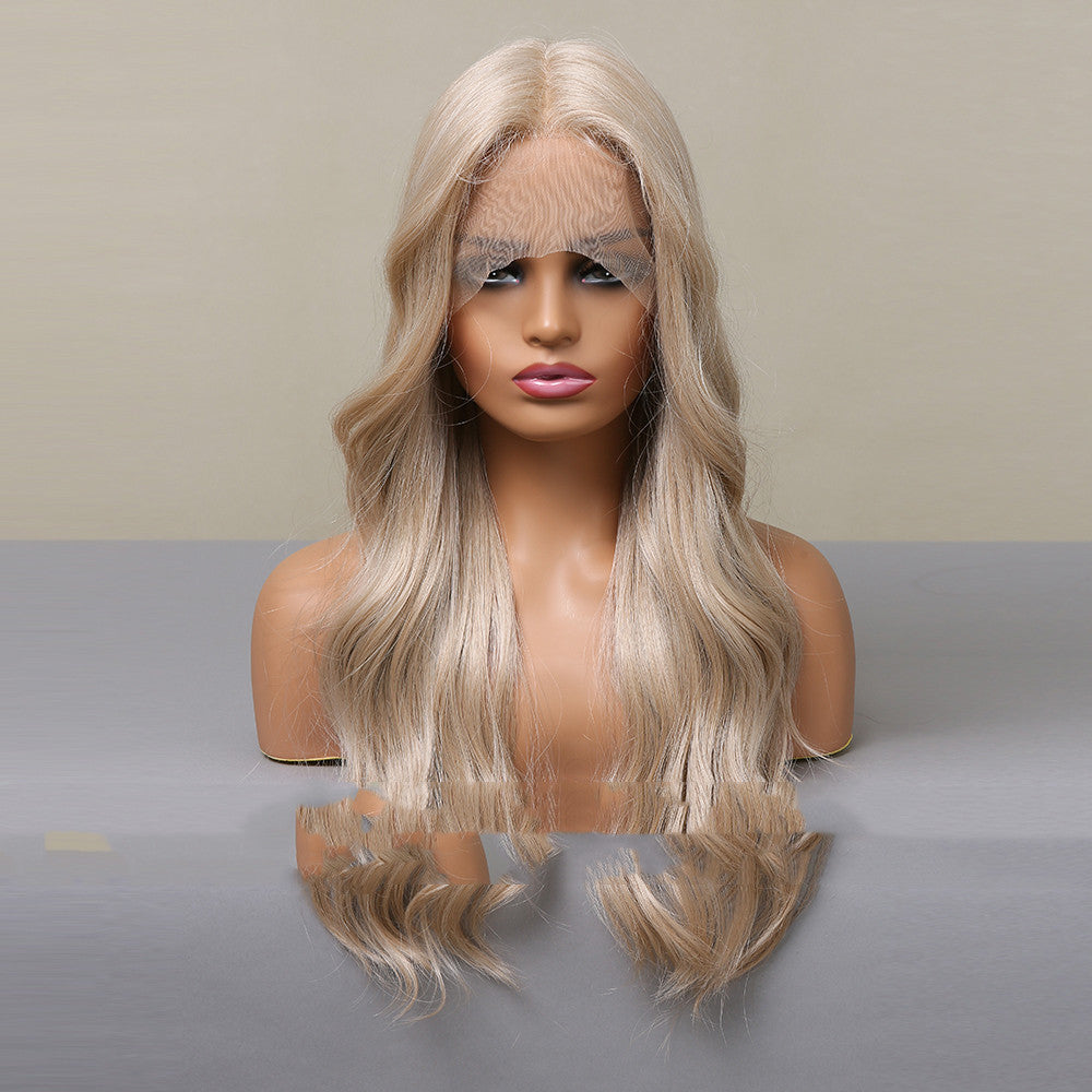 Women’s Front Lace Middle Part Long Curly Wig – 24-Inch High-Temperature Silk