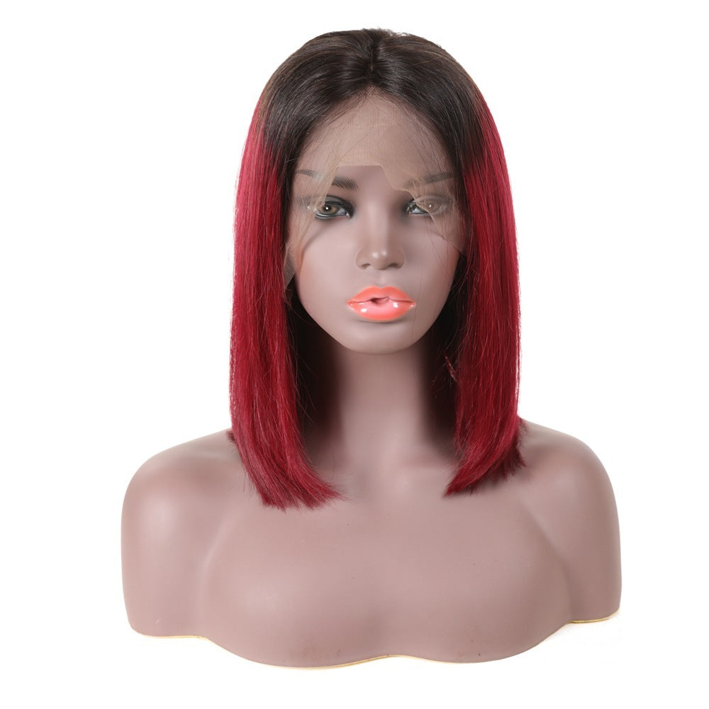 Women's Front Lace Wig Head Cover – 100% Natural Human Hair, Customizable Length, Fashionable & Versatile