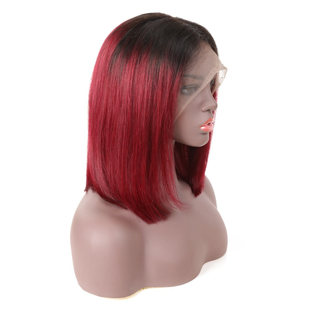Women's Front Lace Wig Head Cover – 100% Natural Human Hair, Customizable Length, Fashionable & Versatile